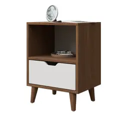 MUEBLES MACRUMO - Velador Vintage moderno con cajón y repisa -Pignetto