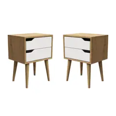 MUEBLES MACRUMO - Velador Vintage moderno 2 Cajones -Tribeca