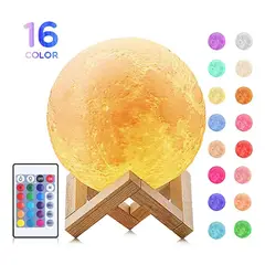 IMPORTADO MC - LÁMPARA LUNA 3D 16 COLORES CON CONTROL REMOTO Y TÁCTIL