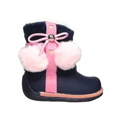 GENERICO - Bota peluche pompón Pibe Azul para Niña Bebé