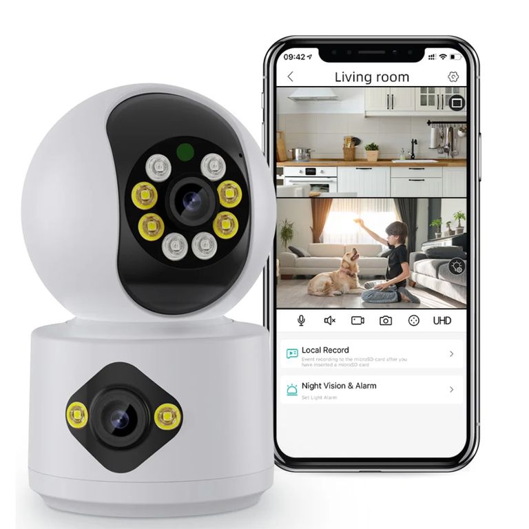 Cámara De Seguridad Vigilancia 360° Wi-fi Dual Lente FHD Audio Bidireccional