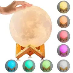 GENERICO - LÁMPARA LUNA 3D 16 COLORES CON CONTROL REMOTO Y TÁCTIL