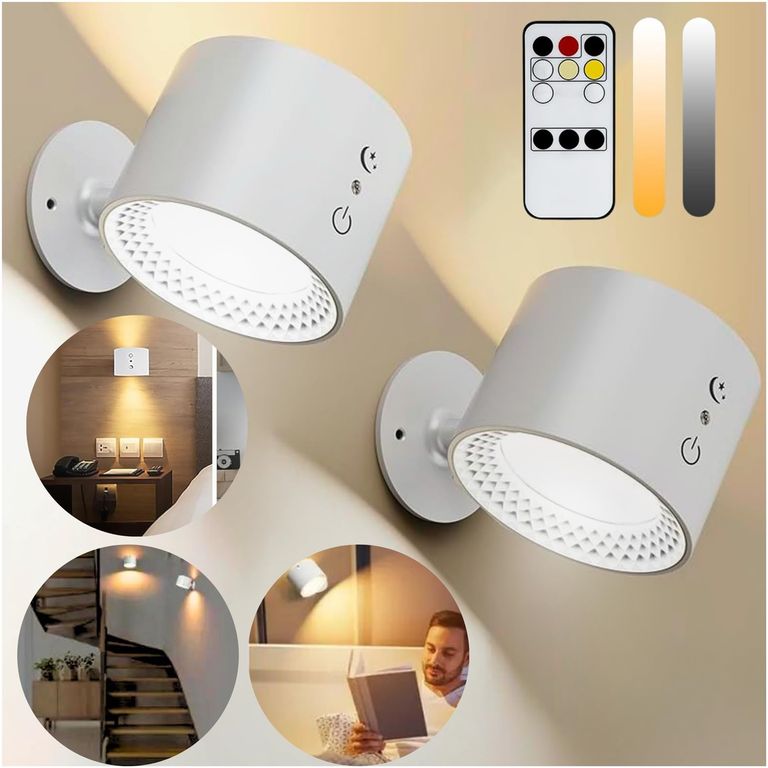 Lámpara Led Dual de Pared Brillo Regulable Táctil y Control 2UND