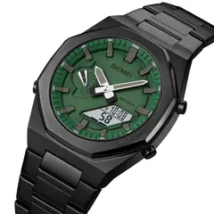 SKMEI - Reloj 1816 Negro Fondo verde Hora Mundial_.