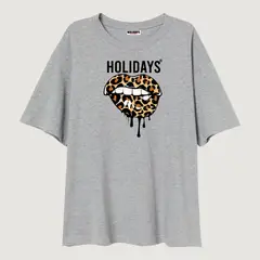 HOLIDAYS - OVERSIZE MUJER GRIS MANGA CORTA