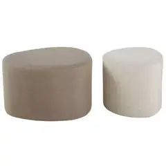 GENERICO - Juego de Puff Triangular Kyran Beige y Marrón Claro Decoban Hogar