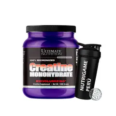 ULTIMATE NUTRITION - Creatina 1 Kg + Shaker Micronizada 200 Servicios