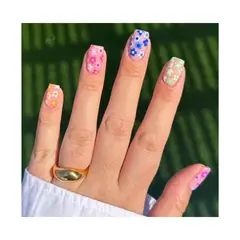 GENERICO - Uñas postizas press on nails flores colores