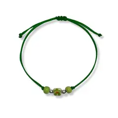 ESPIRAL ROJO - Pulsera Cerámica Pintada a Mano - Hilo y Plata