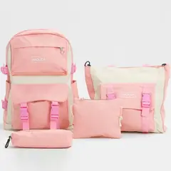 GENERICO - Pack Mochila Bolso Monedero Cartuchera 4 en 1 Kawaii