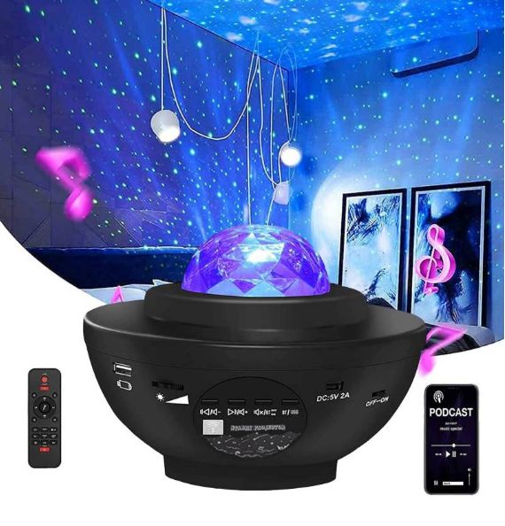 Parlante con Proyector de Luces Galaxia con Bluetooth + Control remoto