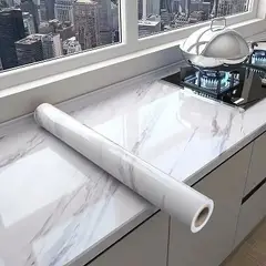 GENERICO - Papel Tapiz Autoadhesivo Blanco Mármol 10 mts x 60 cm
