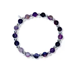 ESPIRAL ROJO - Pulsera Agata Morada 6mm - Plata