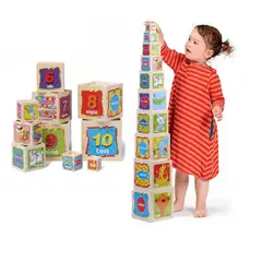 GENERICO - 10 Cubos Didacticos Educativo de Madera Aprende y Juega