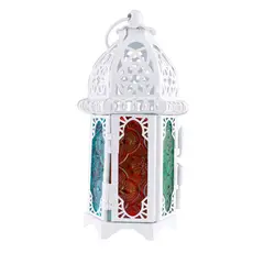 GENERICO - Farol Candelabro Porta Vela Linterna Hierro Vidrio