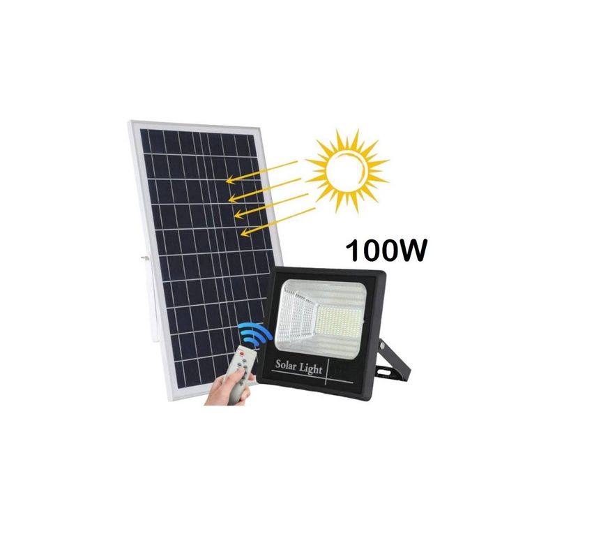 Reflector Solar Led con Panel Solar 100Watts Exteriores SQAB100W