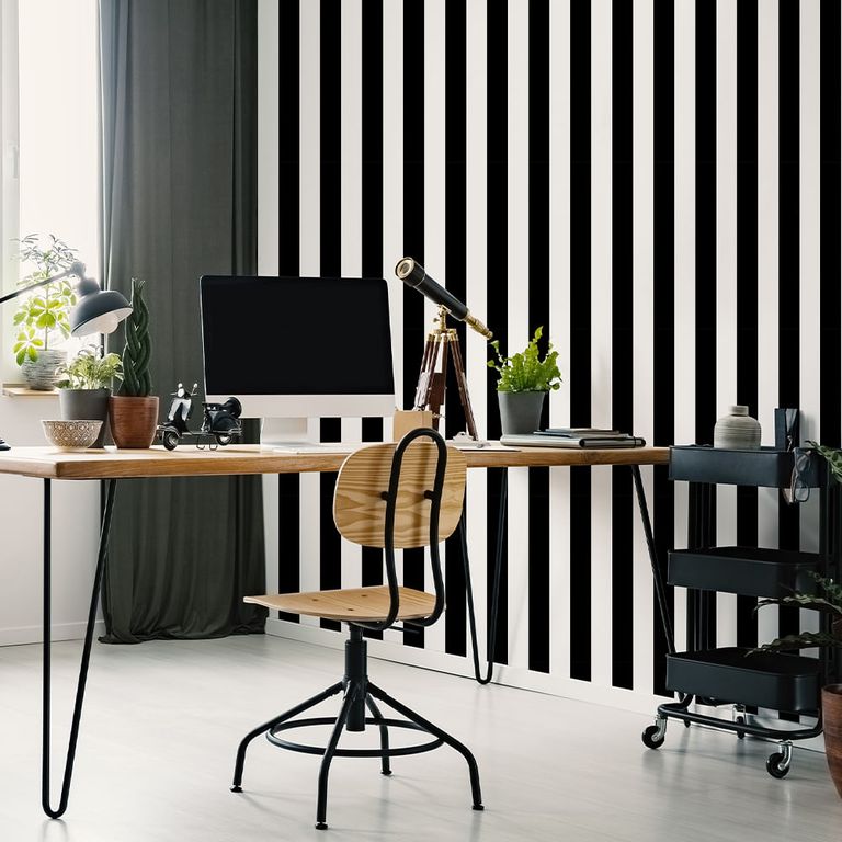 Papel Tapiz Kids Home Monochrome Stripe 052X10 Mts Blackwhite