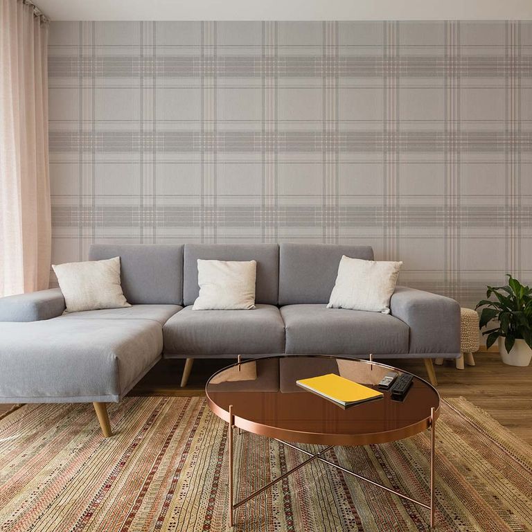 Papel Tapiz Vittorio Rhea Plaid 052X10 Mts Grey