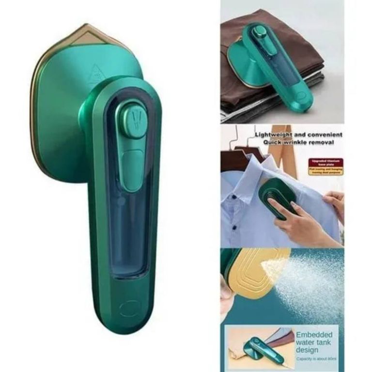 Mini plancha portátil planchado a vapor y en seco VERDE