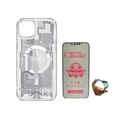 GENERICO - Case Spigen Zero para iPhone 14 Plus Blanco + Mica Cerámica Antiespia