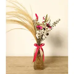 GENERICO - Florero Vidrio Flores Secas Variadas