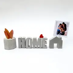 CONKRETE - Set de letras decorativas HOME mayúsculas + Planta Suculenta