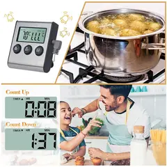 GENERICO - Termometro Digital Cocina Liquidos Solidos Carnes Aceite alarma sonda