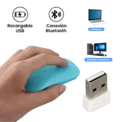 SEISA - Mouse inalámbrico recargable bluetooth color Celeste RF-M08