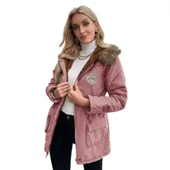 GENERICO - Parka Army Coreana Dama Color Palo Rosa