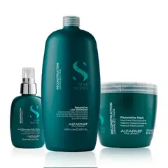ALFAPARF MILANO - ALFAPARF SEMI DI LINO Reparative Trio Shampoo 1 L + Mask 500 ml + Fluid 125 ml