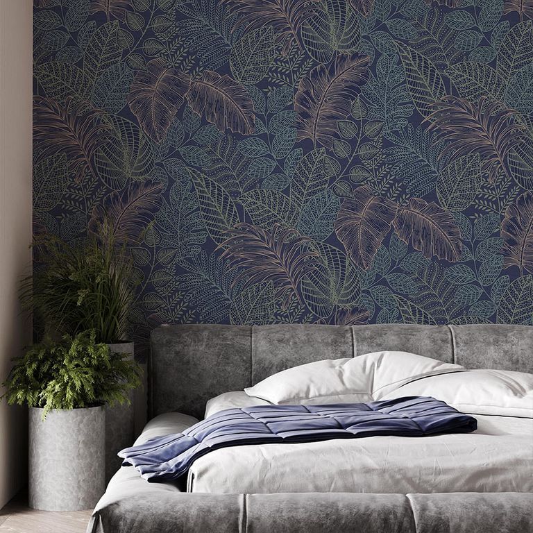 Papel Tapiz S Easy Scattered Leaves 052X10 Mts Bluecopper