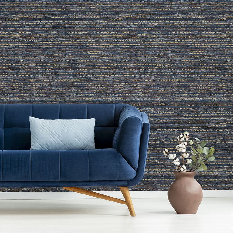 Papel Tapiz Tactile Chunky Horizontal Weave 052X10 Mts Indigo