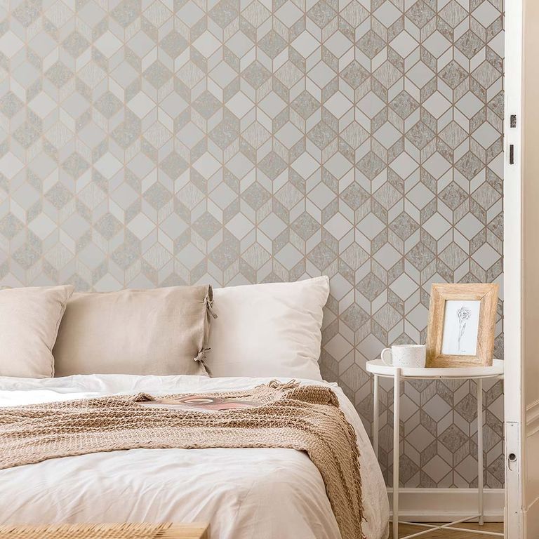 Papel Tapiz Vittorio Geo 052X10 Mts GreyRose Gold