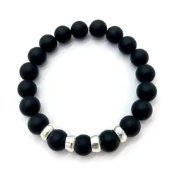 SANTORAL - Pulsera Francisco para Hombre - Onix y Plata