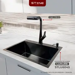 STONE - COMBO LUXURE STLU6045 PORTACUCHILLODISP-JABON+ GAEL STB-01 -STONE