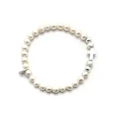 SANTORAL - Pulsera Cruz - Plata y Perlas
