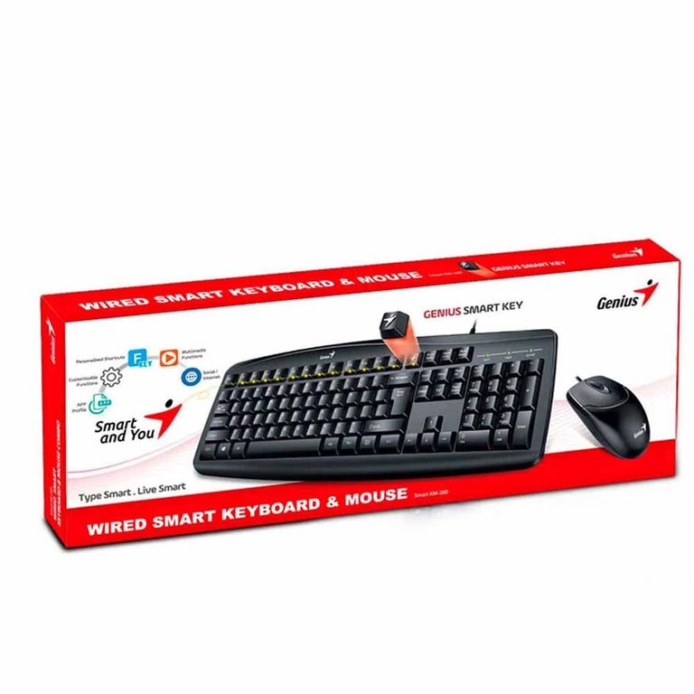 Teclado Genius+Mouse Smart Km-200 Usb Multimedia Black