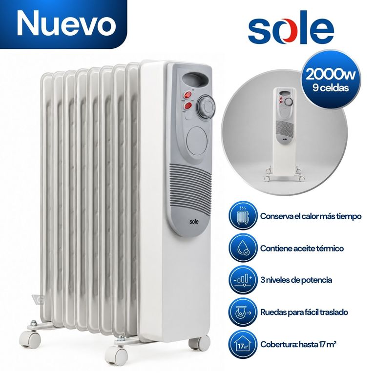 Estufa de Aceite Eléctrica 9 celdas 2000W SOLE2000