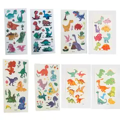 GENERICO - 4 laminas de stickers tatuajes temporales dinosaurios