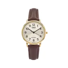 QYQ - Reloj de Cuero Marrón Para Mujer Original Q&Q