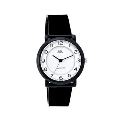 QYQ - Reloj Q&Q Unisex Análogo Negro Resistente al Agua con Correa de Resina Fondo Blanco - Regalo Ideal