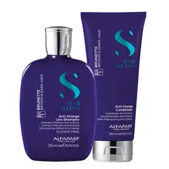 ALFAPARF MILANO - ALFAPARF SEMI DI LINO Brunette Anti Orange Dúo Shampoo 250 ml + Conditioner 200 ml