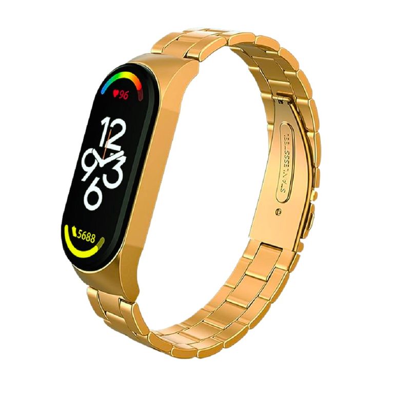Correa eslabon de acero para MI BAND 7 Dorado