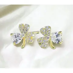 GENERICO - ARETES TREBOL EN PLATA BAÑADA EN ORO 24KL