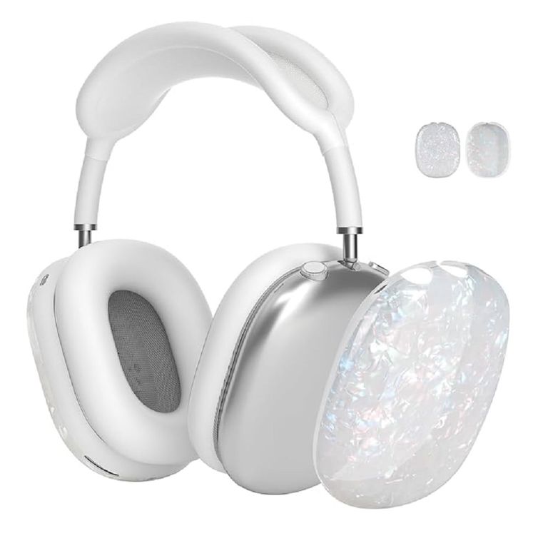 CASE FUNDA BRILLANTE DE SILICONA PARA AIRPODS MAX - BLANCO ESCARCHADO