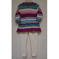 GENERICO - Conjunto Bebé 2 Piezas Vestido rayas + Panty 'Mandalay Knits'