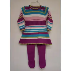GENERICO - Conjunto Bebé 2 Piezas Vestido rayas + Panty 'Mandalay Knits'