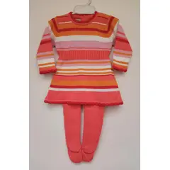 GENERICO - Conjunto Bebé 2 Piezas Vestido rayas + Panty 'Mandalay Knits'