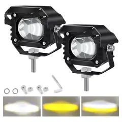 GENERICO - Par Faros De Lupa Led Auxiliar Luz Dos Color Auto Moto 180w