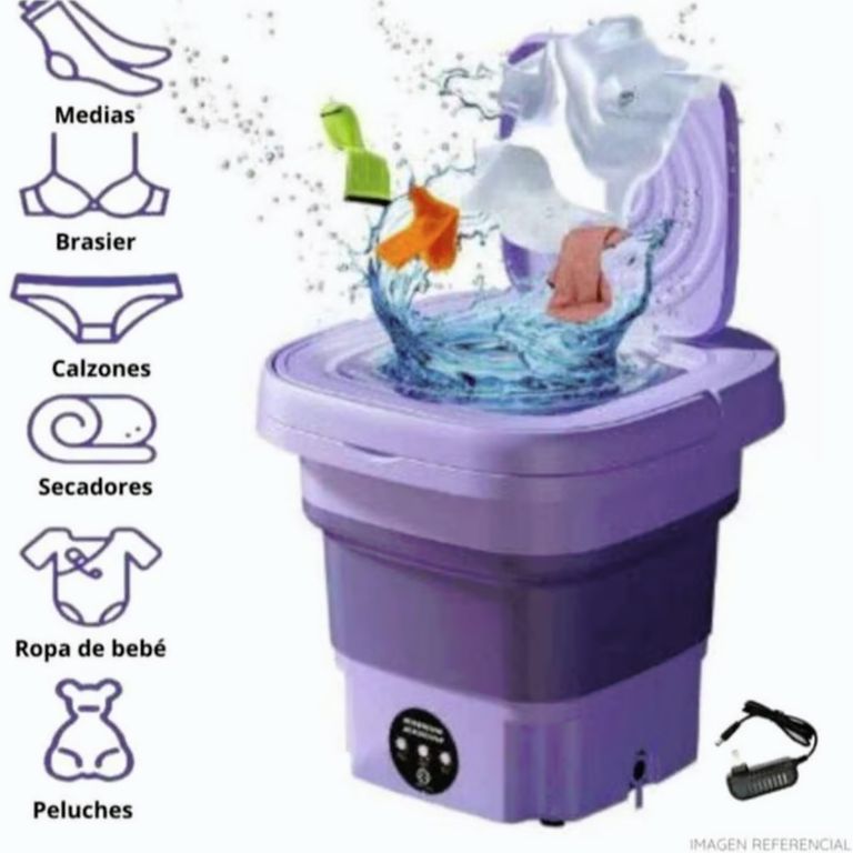 Mini Lavadora de Ropa Portátil Plegable - Purpura